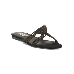 ARTEANA Black Made In Italy Handmade Capri Flat Crystal Slide Sandals